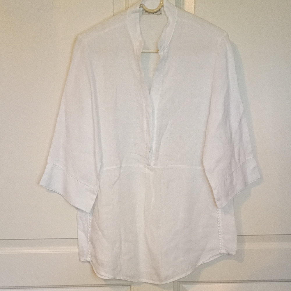 Laura Bianchi Italy White Linen Top Size Medium